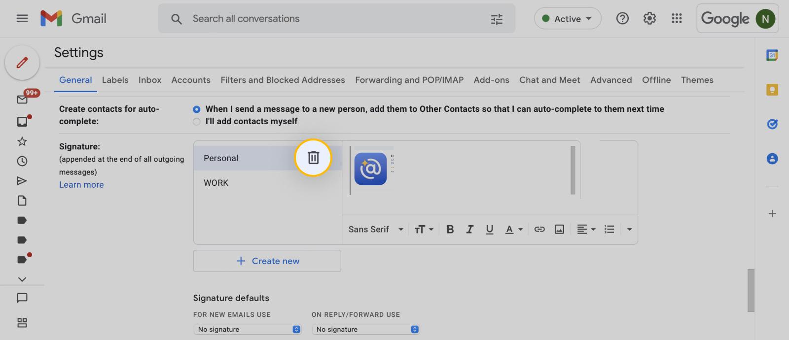 comment changer signature mail gmail