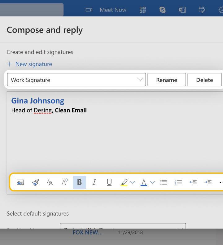 how to change email signature on outlook mac