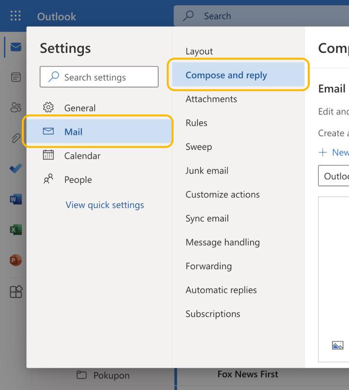 how to insert email signature in outlook web