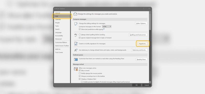 Click the Signatures button