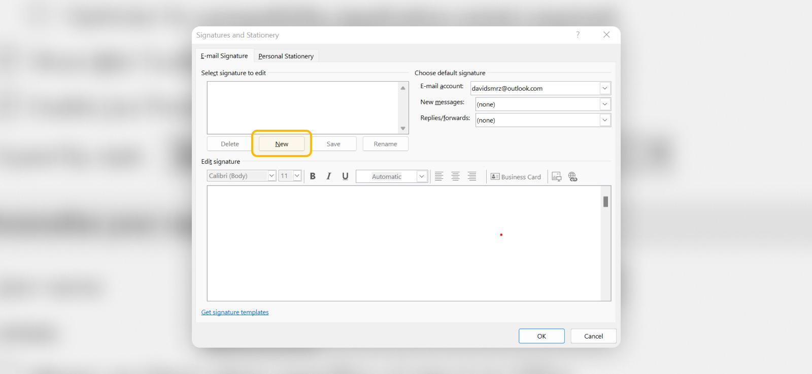 how to add email address in outlook signature