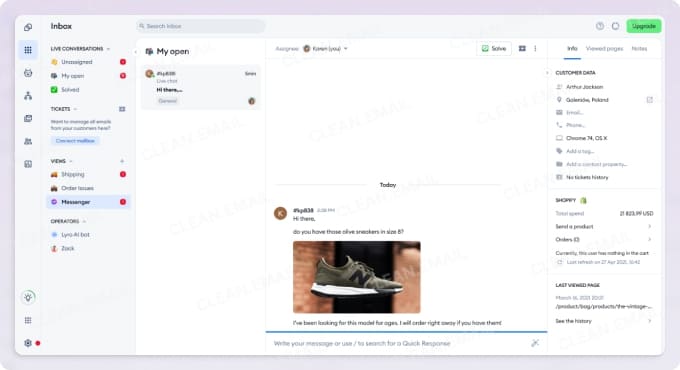 Tidio platform combines live chat, helpdesk ticketing, automation, and AI support