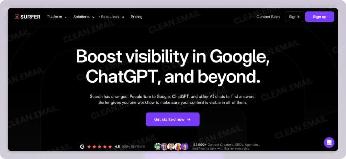 Surfer SEO visibility platform for content optimization