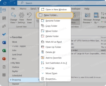 Create Outlook folders to organize and mark messages
