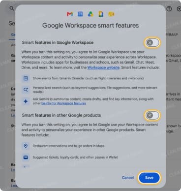 Turn off both toggles and pick Save