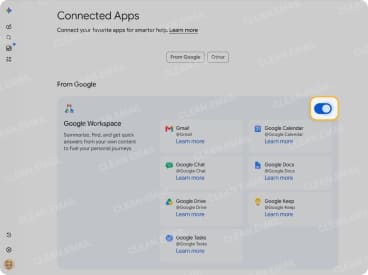 Turn on the toggle for Google Workspace