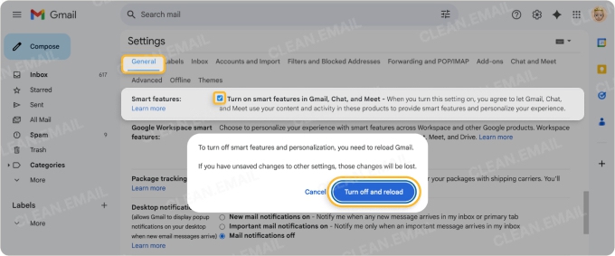 How to disable the smart feature on the web