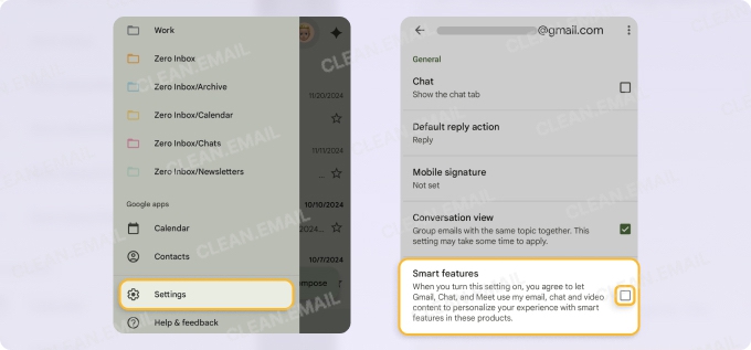 How to disable the smart feature on Android