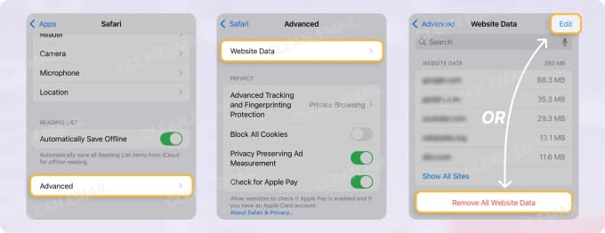 Clean iPhone Cache and App Data