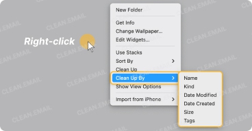 macOS Clean Up feature for organizing desktop icons