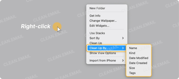 macOS Clean Up feature for organizing desktop icons