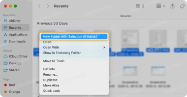 Select all desktop items to create a folder