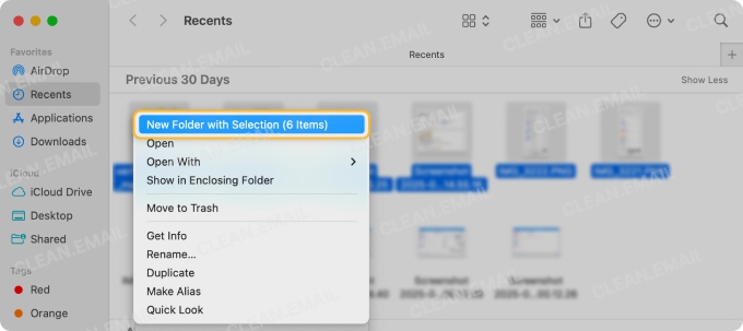 Select all desktop items to create a folder
