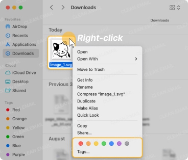 Tags on macOS work like email flags for quick file access