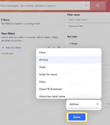 Click Save to activate the filter