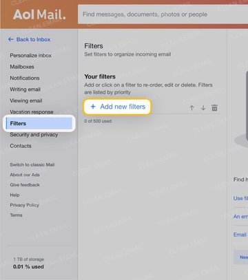 Click Add new filters to create a filter