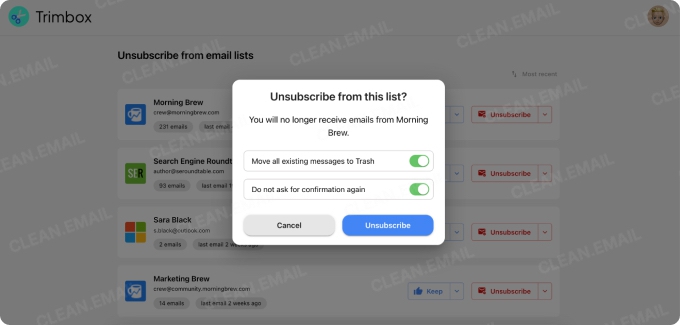 Bulk delete emails from a sender after unsubscribing
