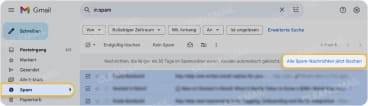 Spam und Papierkorb in Gmail leeren