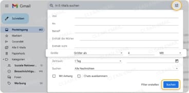Große E-Mails in Gmail löschen