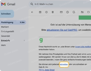 Scrollen Sie ganz nach unten und folgen Sie dem Link, um sich abzumelden