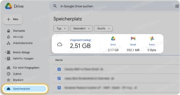 Große Dateien in Google Drive löschen