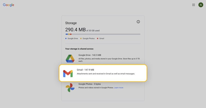 How to view Gmail storage in Google Drive on the web