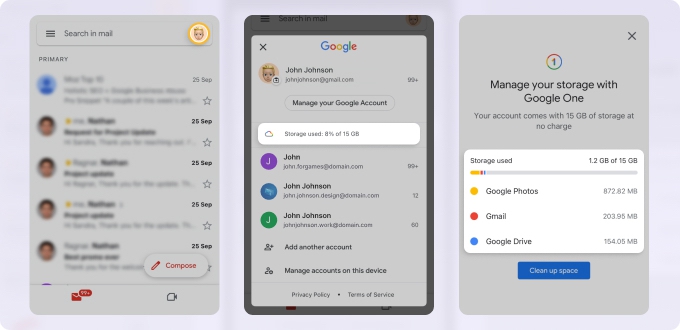 View email storage in Gmail on mobile