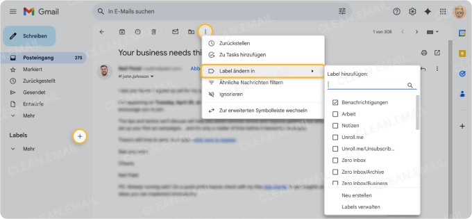 Eingehende E-Mails organisieren