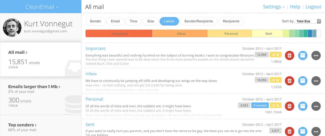 easy way to clean email inbox