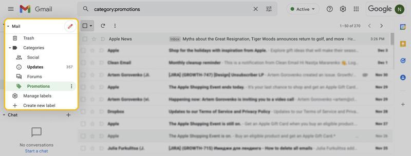 Go through the Promotions tab and delete all unwanted promotional emails
