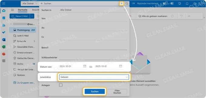 Alte E-Mails filtern und löschen
