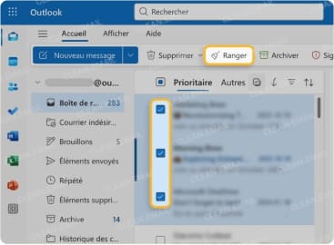Nettoyer les e-mails dans Outlook