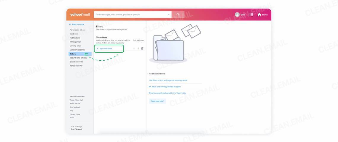 How to organize Yahoo inbox with filters