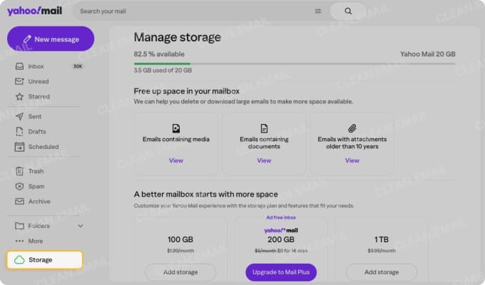 Access the Yahoo storage manager