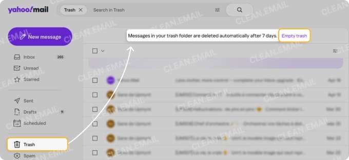 Empty the Spam and Trash folders