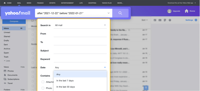 How to Search for Messages in Yahoo Mail