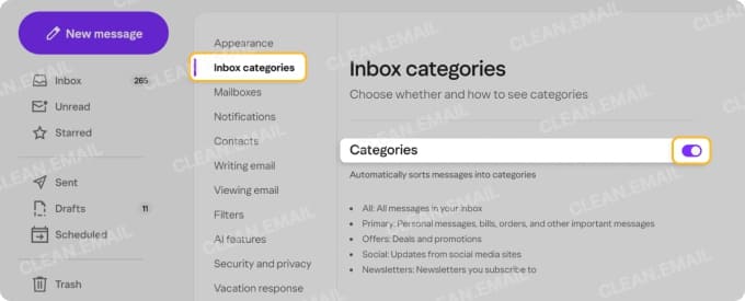 Use Yahoo Categories to mass delete emails