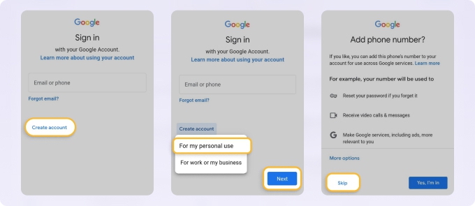 how to open gmail account without a phone number