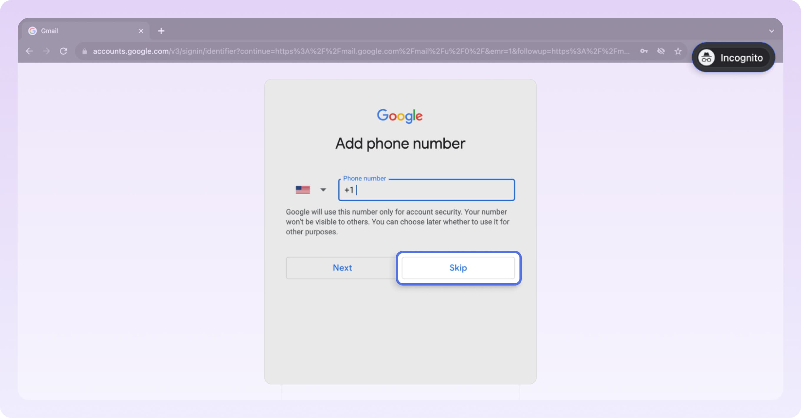 can i create email without phone number