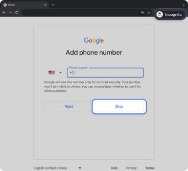 create an email without a number