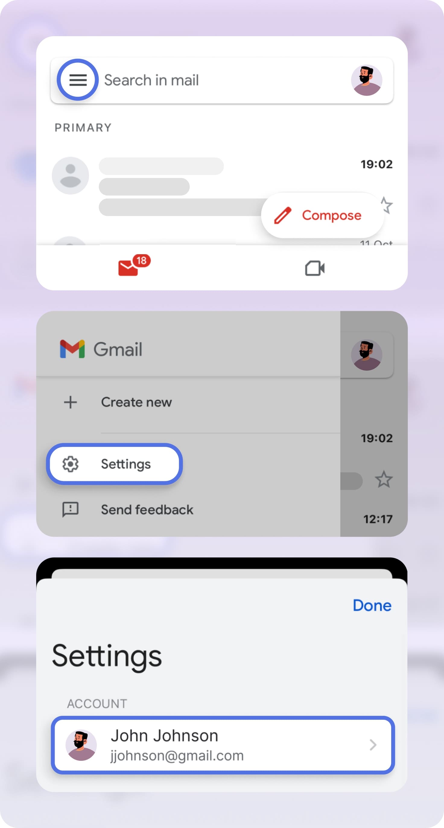 how to change gmail email name on iphone