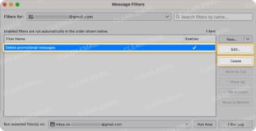 How to edit or delete Thunderbird filters