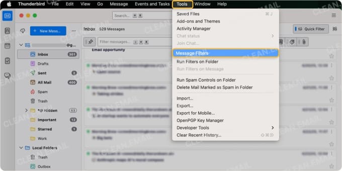 How to create filter rules in Mozilla Thunderbird