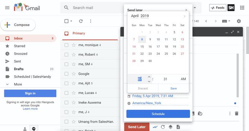 google scheduler email