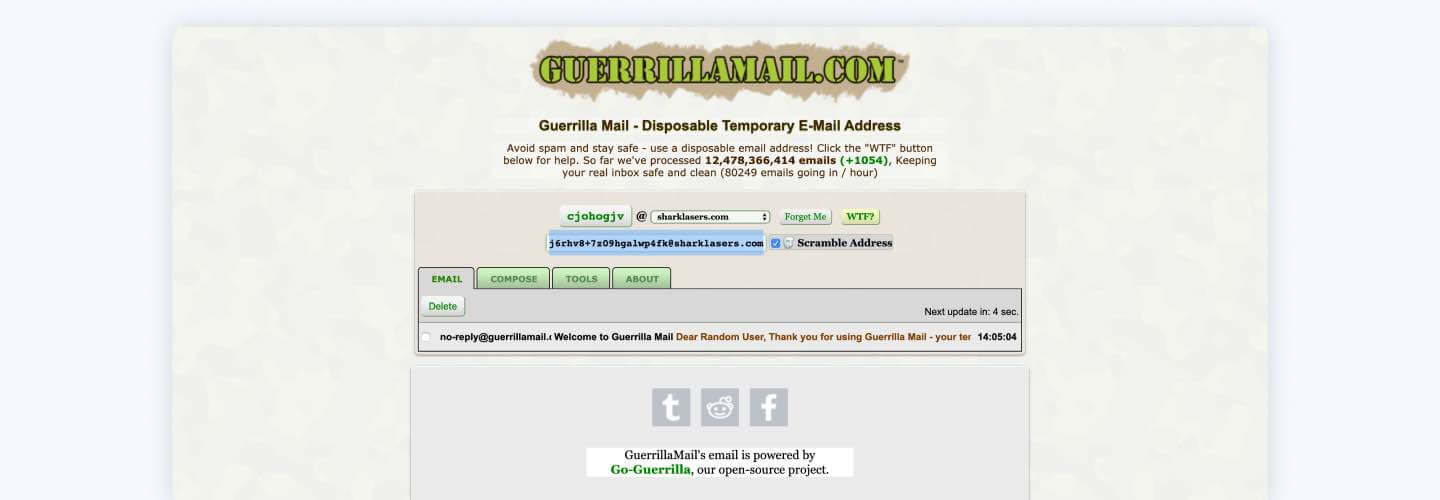 Guerrilla Mail free business email account