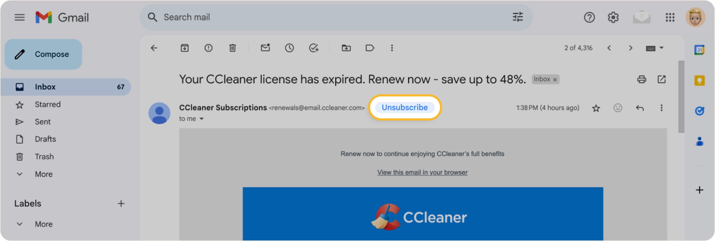 mail unsubscribe header