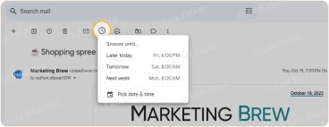 Choose date and time to return email to inbox