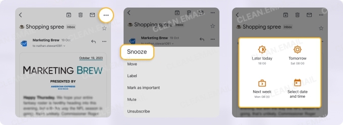 Snooze email on iPhone