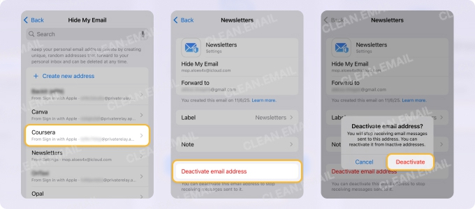 Deactivate an alias on iPhone and iPad