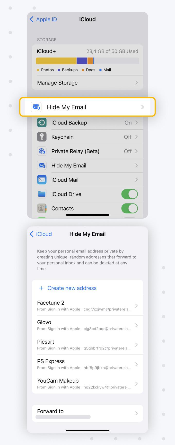 icloud create new hide my email